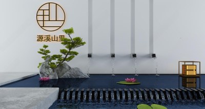 新中式假山水景3D模型下载